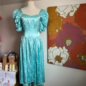 vintage 80s handmade satin high low dress